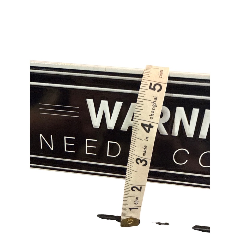 Double Sided Rotating Metal Kitchen Desk Sign Warning Needs Coffee Caffeinated - Picture 5 of 6
